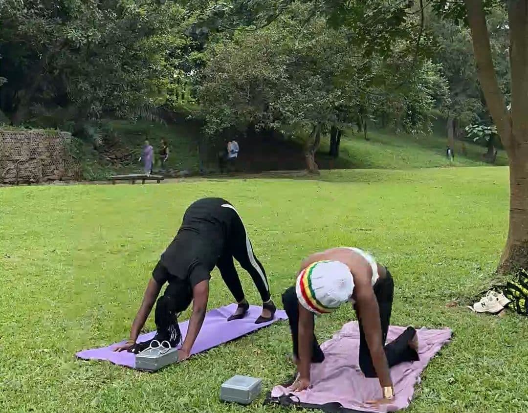 A garden yoga session in Abuja